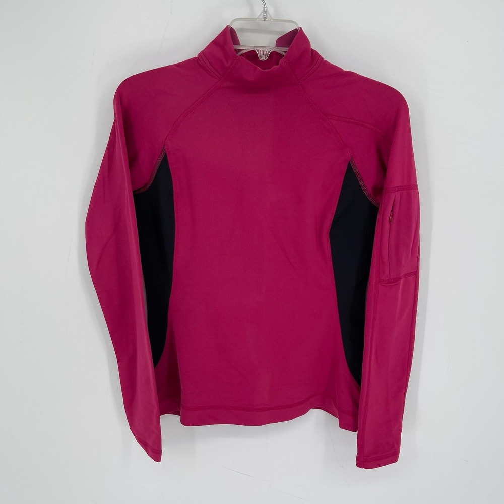Ativa Women's Pink Colorblock Mock‎ Neck Stretch Long Sleeve Athletic Top Size M
